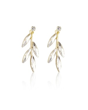 Goldfarbene Ohrringe mit Strass Blatt Anhänger AMELIA von Sternenauge