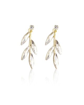 Goldfarbene Ohrringe mit Strass Blatt Anhänger AMELIA von Sternenauge