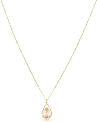 Kristall Anhänger Kette goldfarben