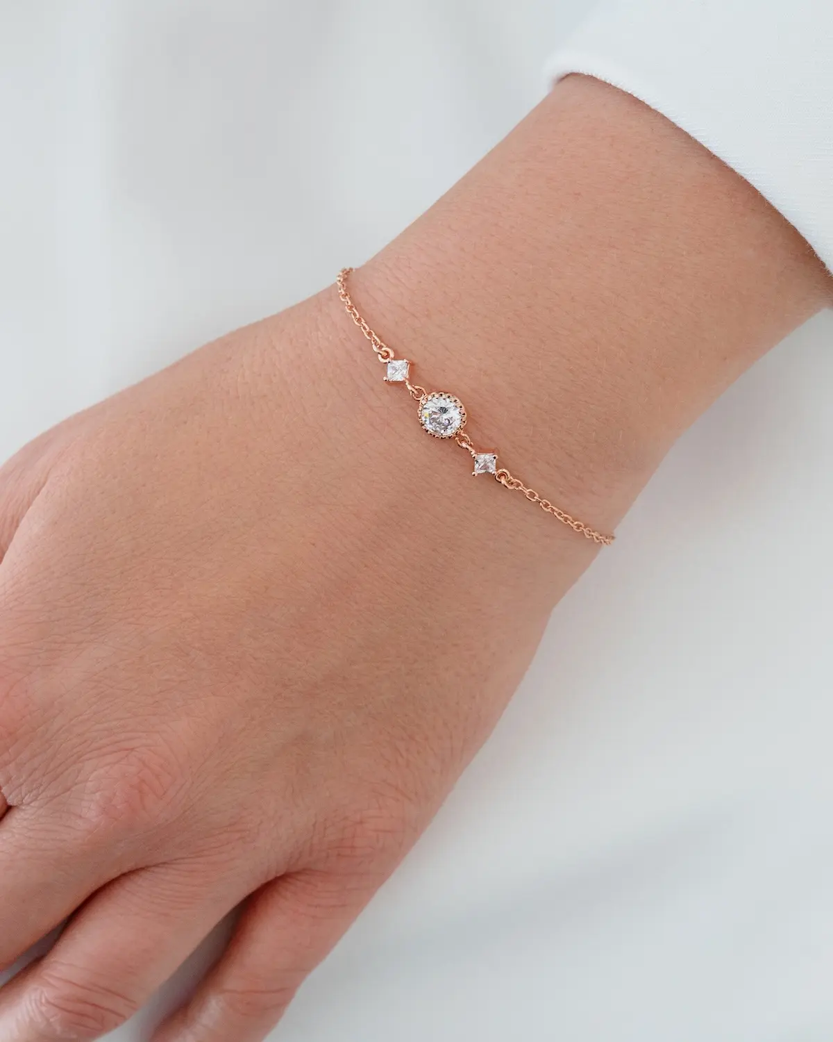 Funkelndes Zirkonia-Armband AURELIA, filigraner Armschmuck für die Braut aus 925 Sterling Silber 18K, handgefertigt in der Sternenauge Manufaktur