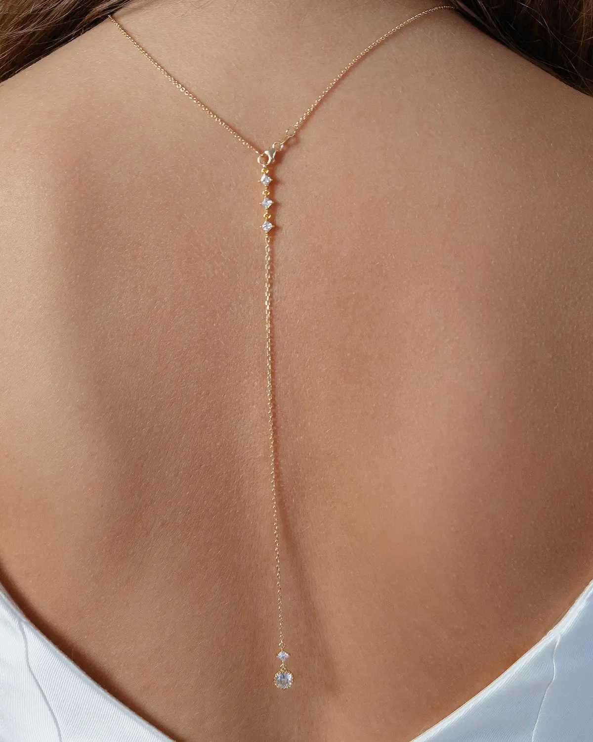 Filigraner Einh&auml;nger als R&uuml;ckenteil, Modell AURELIA aus 925 Sterling Silber 18K vergoldet mit Zirkonia