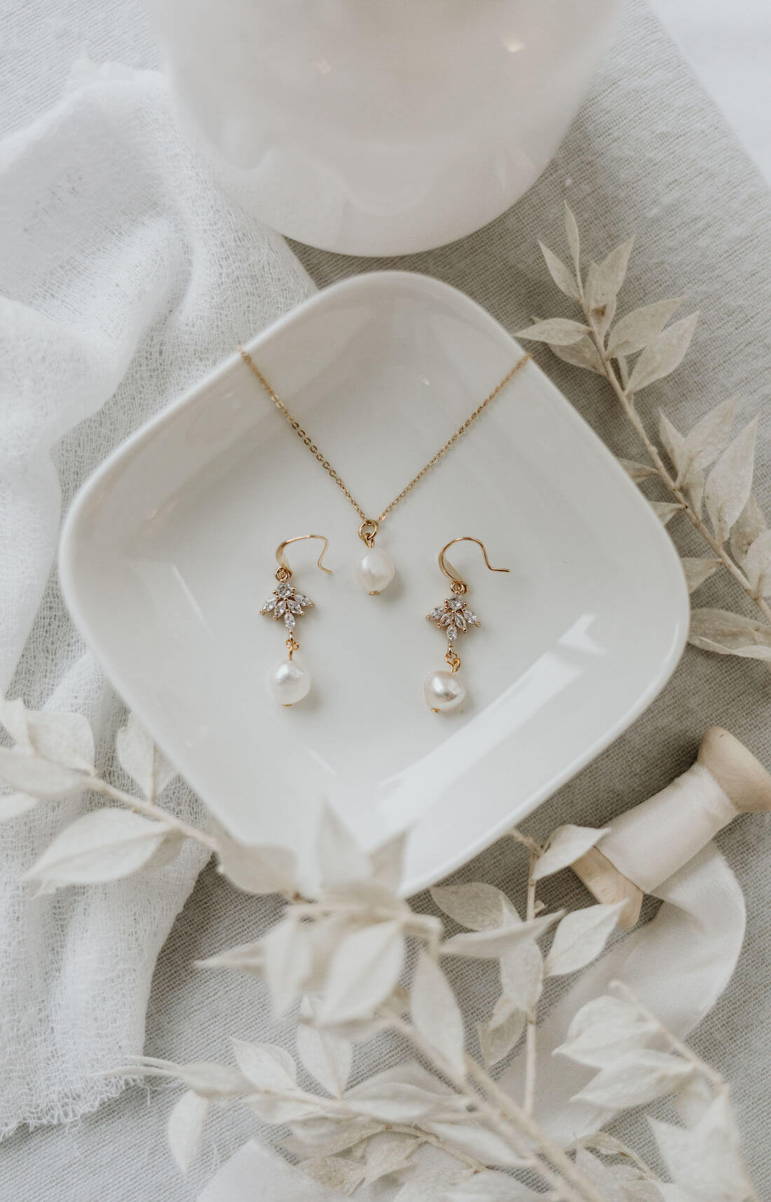 Perlenschmuck Set mit Zirkonia