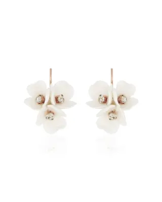 Filigrane Bl&uuml;ten Ohrringe mit handgefertigten Blumen und Strass aus 925 Sterling Silber 18K ros&eacute;vergodelt, romantischer Brautschmuck von Sternenauge