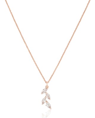Roségoldfarbene Halskette mit Zirkonia Blatt JASMIN von Sternenauge