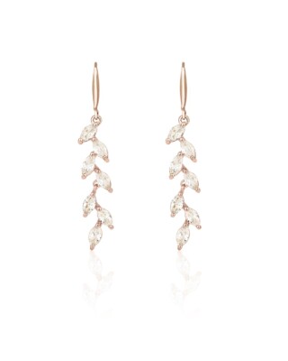 Roségoldfarbene Blatt Ohrringe mit Zirkonia JASMIN von Sternenauge