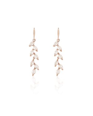 Roségoldfarbene Zirkonia Ohrringe mit Blatt Anhänger JASMIN von Sternenauge