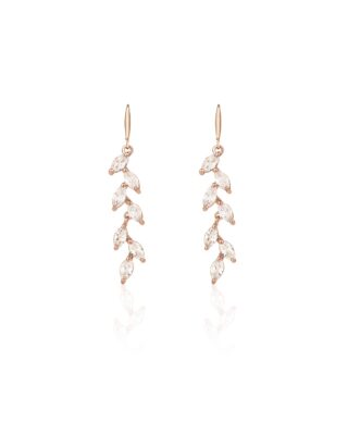 Roségoldfarbene Zirkonia Ohrringe mit Blatt Anhänger JASMIN von Sternenauge