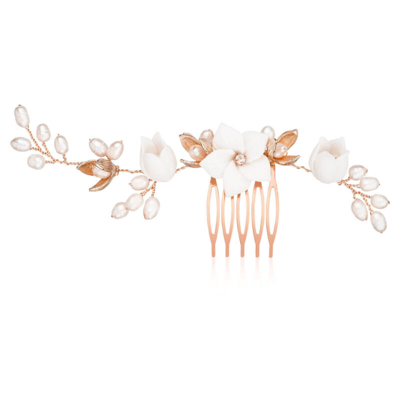 Blumen Haarschmuck Hochzeit Farbe rosegold Sternenauge