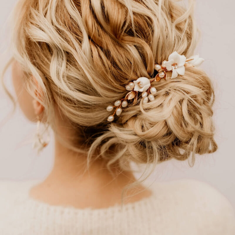 Filigraner Blumen Haarschmuck Hochzeit COCO Haarkamm von Sternenauge