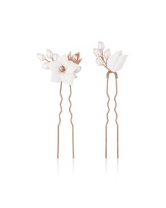 Blumen Haarspange 2-er Set COCO Roségoldton