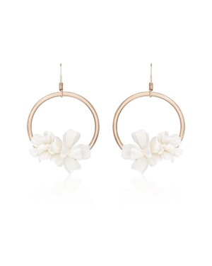 Sternenauge roségoldfarbene Ohrringe mit weißen Blumen VALERIA