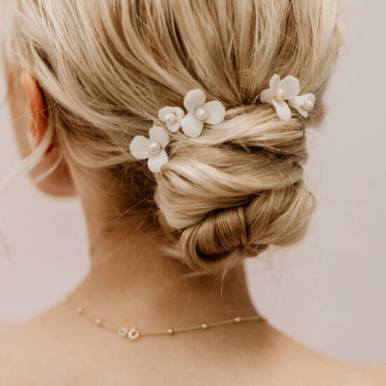 Haarnadeln Blumen Hochzeit EMILIA mit Keramik Blumen von Sternenauge