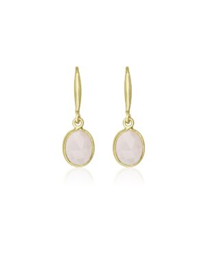 Ohrringe mit Rosenquarz in Farbe Gold