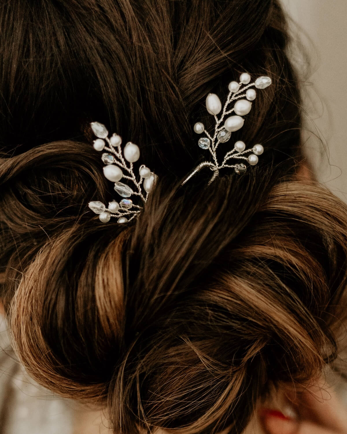 Sternenauge Perlen Haarnadeln ALEXIS in Brautfrisur