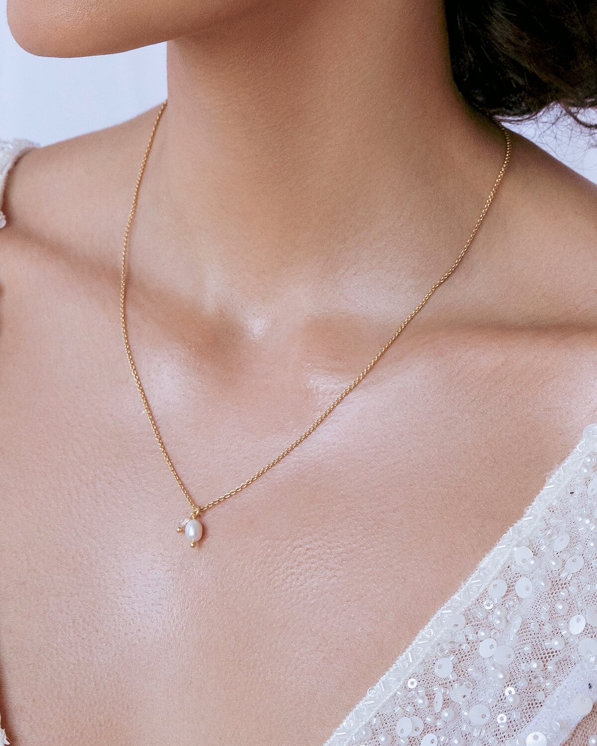 Sternenauge Perlen Halskette ALEXIS zum Brautkleid