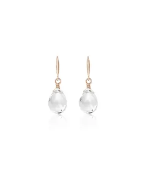 Filigrane Ohrhänger Kyra aus rosévergoldetem 925 Sterling Silber mit facettiertem Bergkristall-Quarz-Tropfenanhänger von Sternenauge