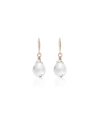 Filigrane Ohrhänger Kyra aus rosévergoldetem 925 Sterling Silber mit facettiertem Bergkristall-Quarz-Tropfenanhänger von Sternenauge