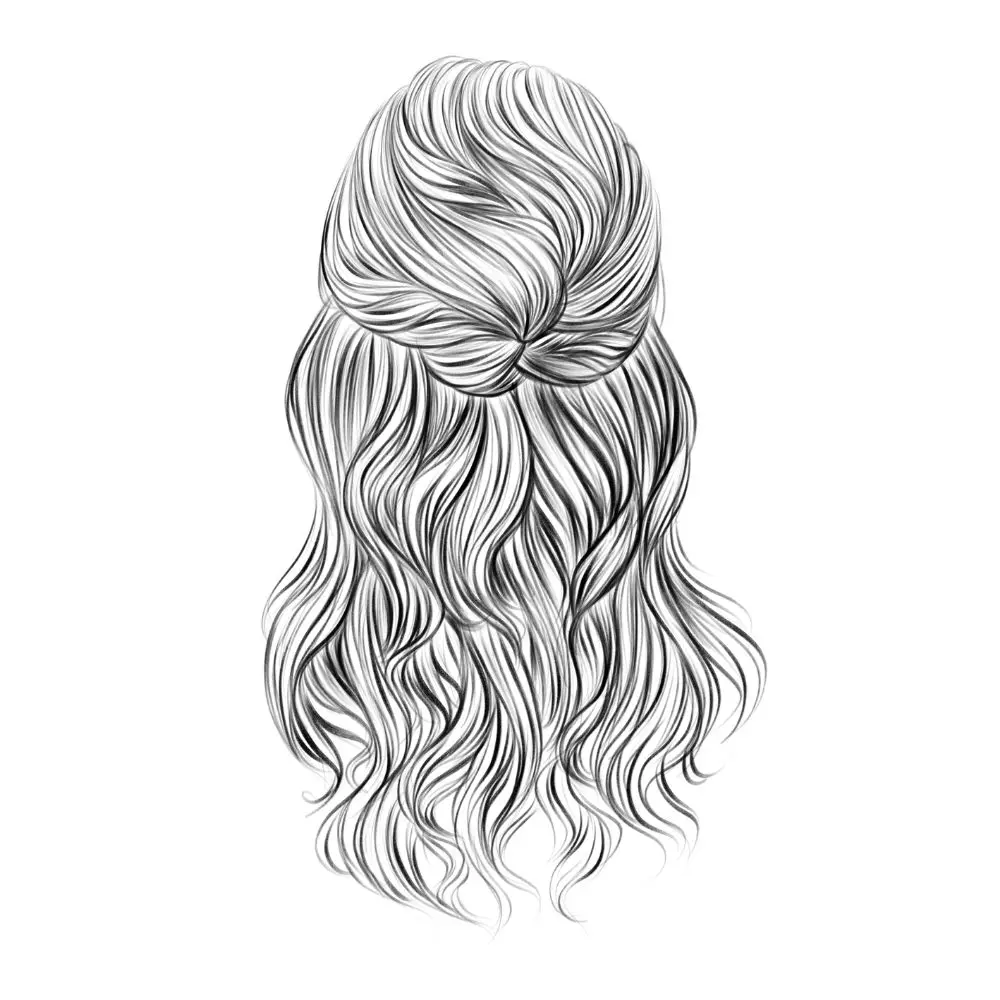 Line Art Icon einer halboffenen Brautfrisur