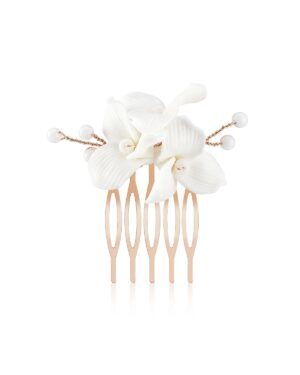 Blumen Haarkamm roségoldfarben