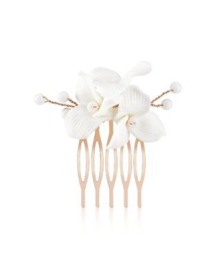 Blumen Haarkamm roségoldfarben