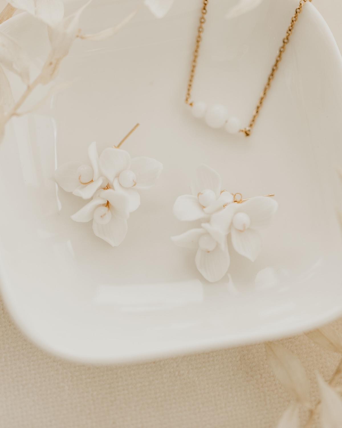 Achat Armband und Ohrringe mit Keramikblumen