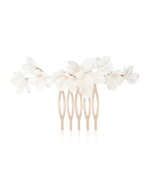 Hochzeit Haarkamm mit Blumen in Farbe Roségold