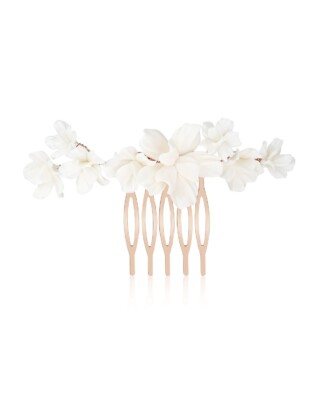 Ros&eacute;goldfarbener Haarkamm mit wei&szlig;en Blumen VALERIA von Sternenauge