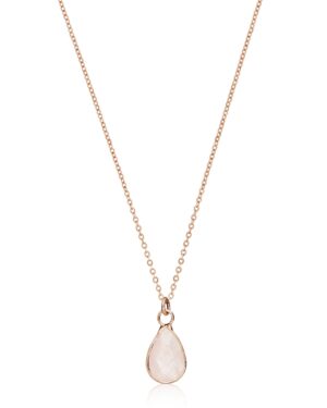 Halskette-mit-Rosenquarz-Tropfen-als-Anhaenger-AMY-PINK-Farbe-Rosegold-Sternenauge