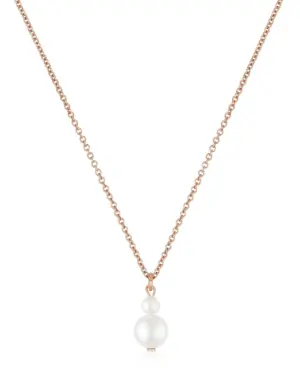 Moderne Halskette ANNOUK Duo aus 925 Sterling Silber 18K Roségold mit zwei unterschiedlich großen Muschelperlen