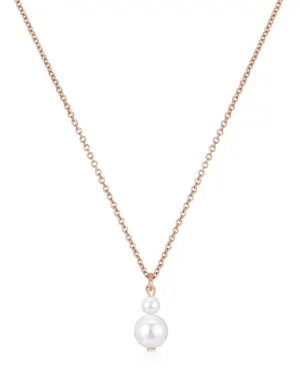 Moderne Halskette ANNOUK Duo aus 925 Sterling Silber 18K Roségold mit zwei unterschiedlich großen Muschelperlen