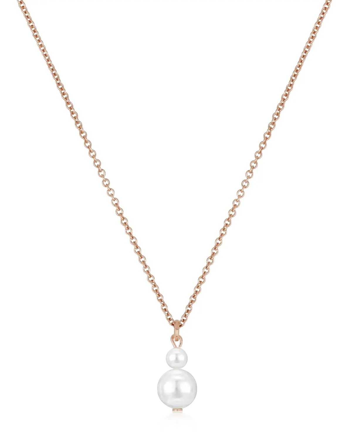 Moderne Halskette ANNOUK Duo aus 925 Sterling Silber 18K Roségold mit zwei unterschiedlich großen Muschelperlen