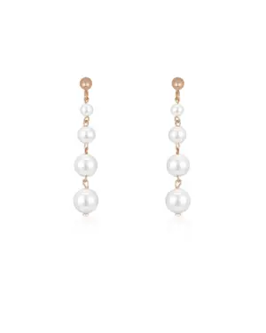 Roségoldfarbene, elegante Ohrstecker lang ANNOUK von Sternenauge im fließenden Perlen-Drop-Design mit Muschelkernperlen aus 925 Sterling Silber für die Braut