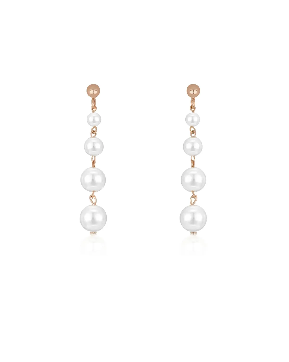 Lange Ohrhänger ANNOUK aus 925 Sterling Silber 18K rosévergoldet mit Muschelperlen-Drop, handgefertigter Brautschmuck von Sternenauge