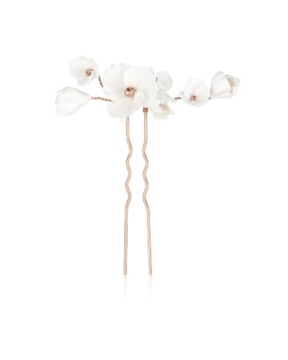 Roségoldfarbene Haarnadel mit weißen Blumen LEXI von Sternenauge