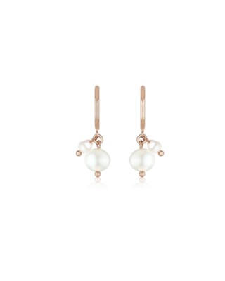 Roségoldfarbene Creolen Stecker mit Perlen LEONIE von Sternenauge