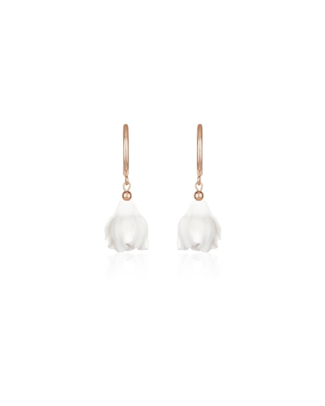 LEXI ros&eacute;goldfarbene Creolen Ohrringe mit Bl&uuml;te von Sternenauge