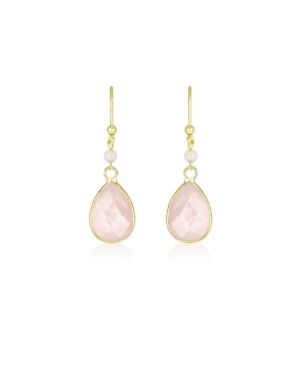 Goldfarbene lange Rosenquarz Ohrringe AMY von Sternenauge