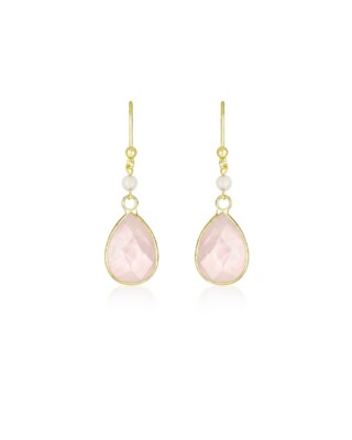 Goldfarbene lange Rosenquarz Ohrringe AMY von Sternenauge