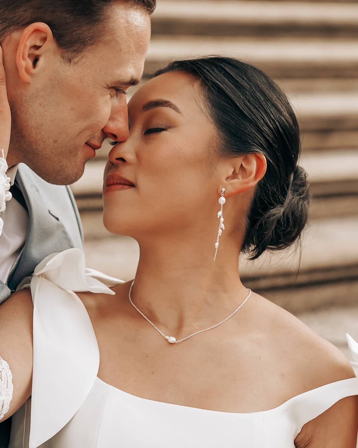 Sternenauge Ohrringe lang mit Perlen von Sternenauge Silberton