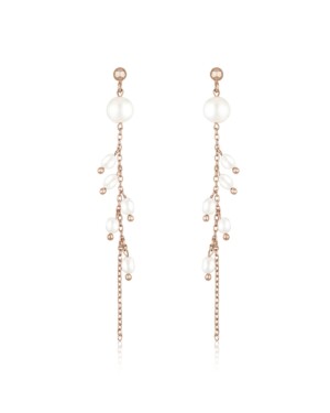 Lange Perlenohrringe LEONIE roségoldfarben von Sternenauge