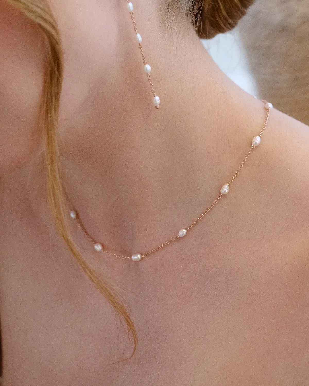 Sternenauge Filigrane Perlenhalskette FELICITAS mit Tiny S&uuml;&szlig;wasserperlen Sterling Silber 18K