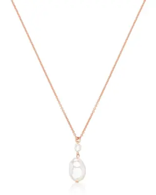 Sternenauge Manufaktur, FREYA Halskette mit organischer Keshi- und S&uuml;&szlig;wasserperle, handgefertigt in Ros&eacute;gold