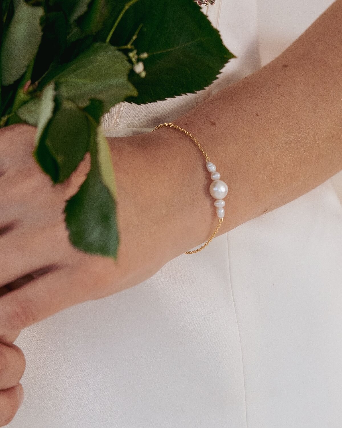 Sternenauge Perlen Armkette NORA als Brautarmband