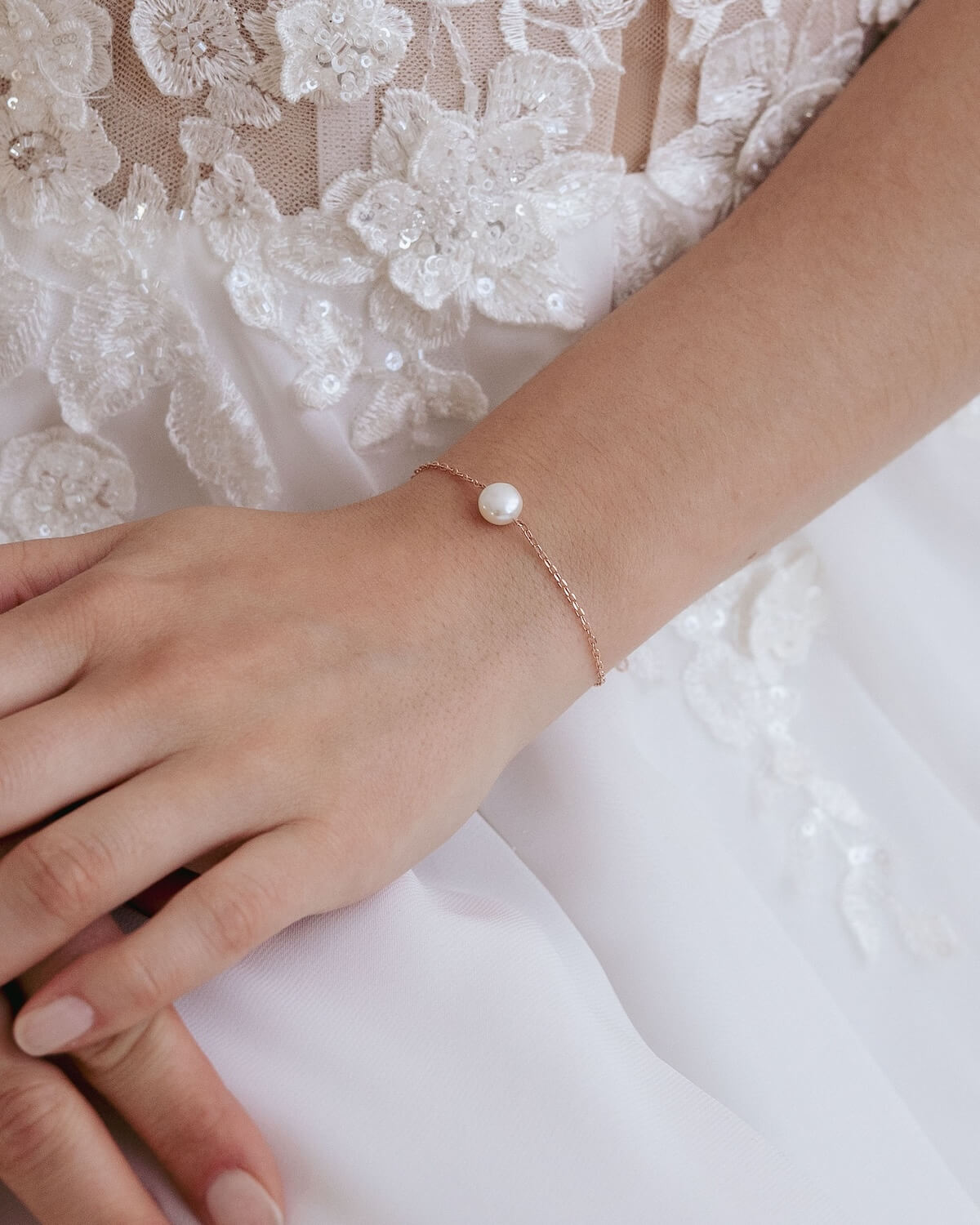 Sternenauge Perlenarmband aus 925er Sterling Silber zum Brautkleid