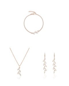 Sternenauge Schmuck-Set JASMIN mit Zirkonia Charms in Blattform