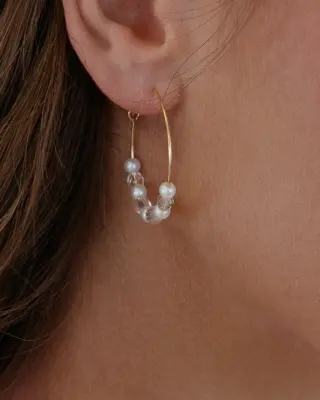 Sternenauge Nahaufnahme Perlen Creolen ALEXIS gro&szlig;