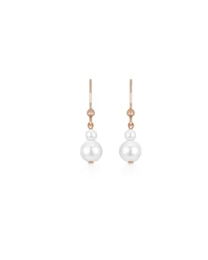 Elegante Ohrhaken ANNOUK Duo mit zwei schimmernden Muschelperlen und aus 925 Sterling Silber mit 18K Rosévergoldung für einen eleganten Braut-Look
