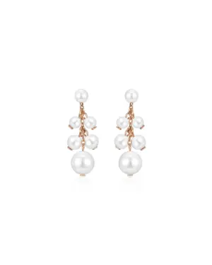 Elegante 2in1 Brautohrringe ANNOUK aus 925 Sterling Silber 18K rosévergoldet, kurze Ausführung mit schimmernden Muschelperlen