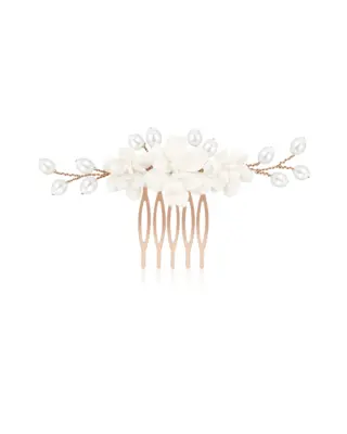 Romantischer Haarschmuck MIEVAL in Roségold-Ton mit handgearbeiteten Blüten und schimmernden Süßwasserperlen von Sternenauge