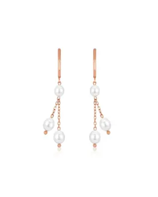 Ohrringe MILA Flow 925 Sterling Silber 18K ros&eacute;vergoldet mit zarten Ketten und schimmernden S&uuml;&szlig;wasserperlen aus der Sternenauge Manufaktur